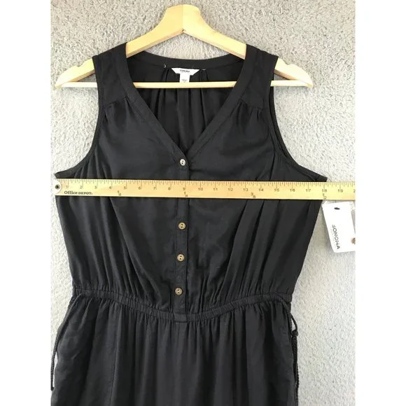 New Sonoma Solid Drawstring Waist Wide Leg Crop Pants Jumpsuit Small - Picture 3 of 8